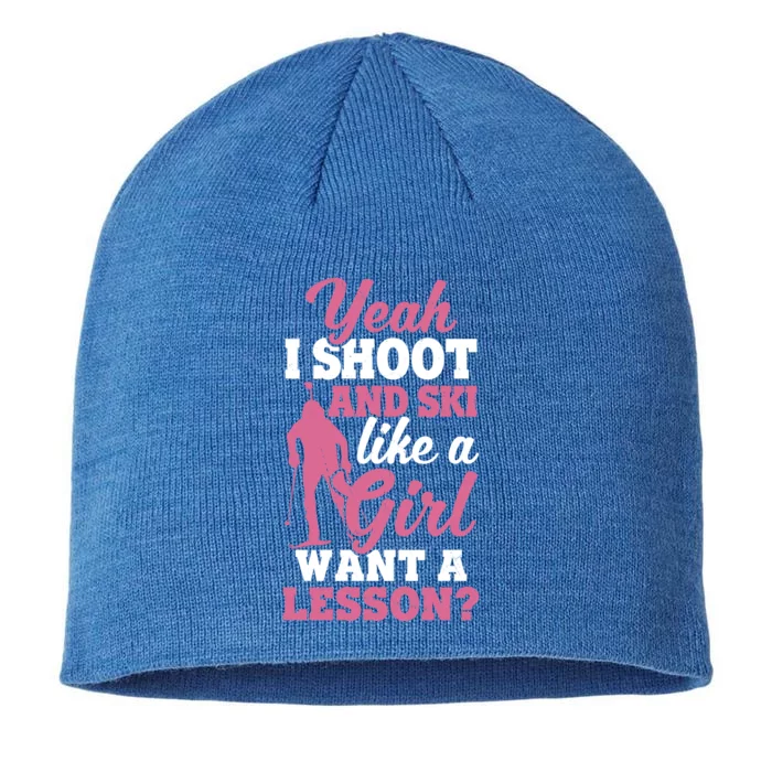 I Shoot And Ski Like Ski Shooter Skiing Biathlon Great Gift 8 1/2in Sustainable Knit Beanie