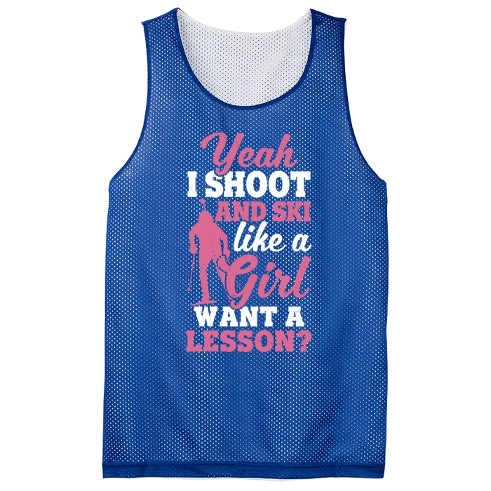 I Shoot And Ski Like Ski Shooter Skiing Biathlon Great Gift Mesh Reversible Basketball Jersey Tank