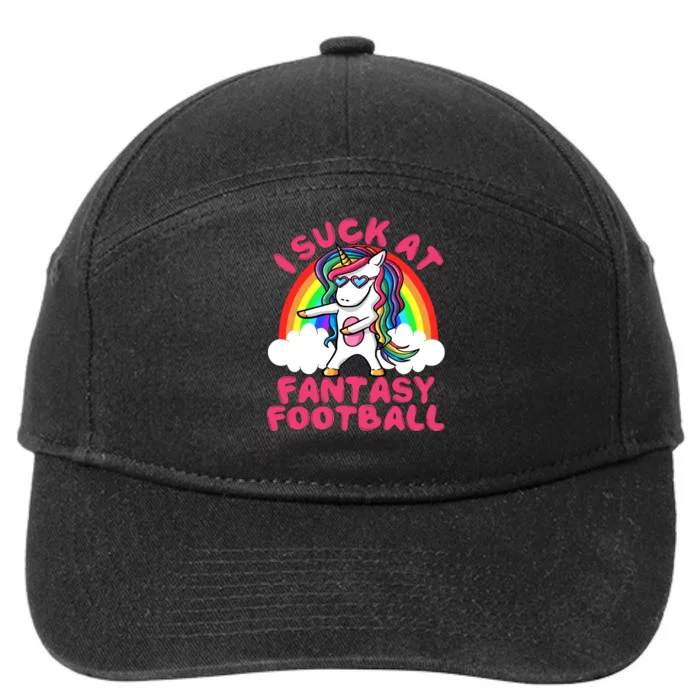 I Suck At Fantasy Football Loser Trophy Unicorn Rainbow 7-Panel Snapback Hat