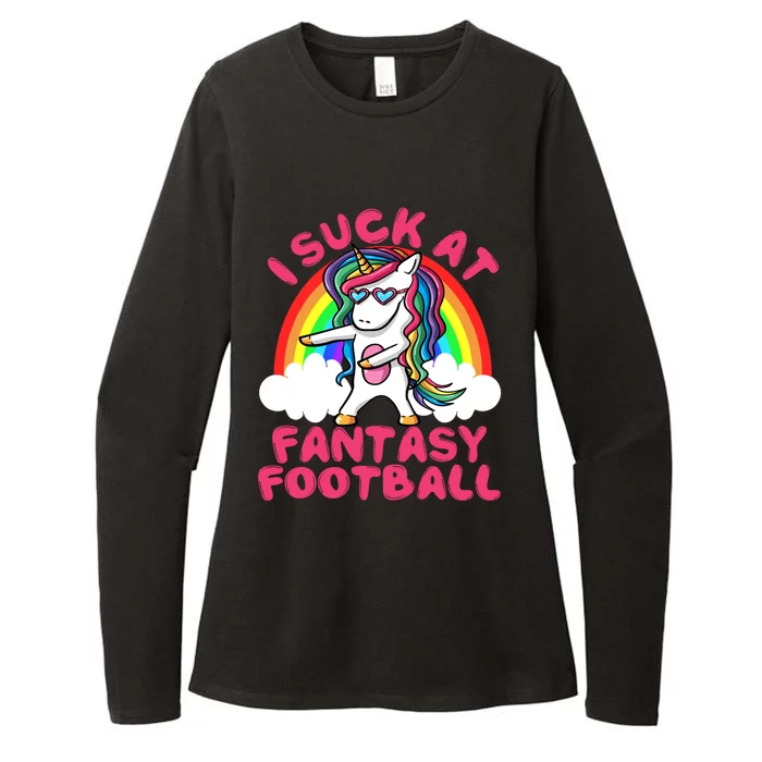 I Suck At Fantasy Football Loser Trophy Unicorn Rainbow Womens CVC Long Sleeve Shirt