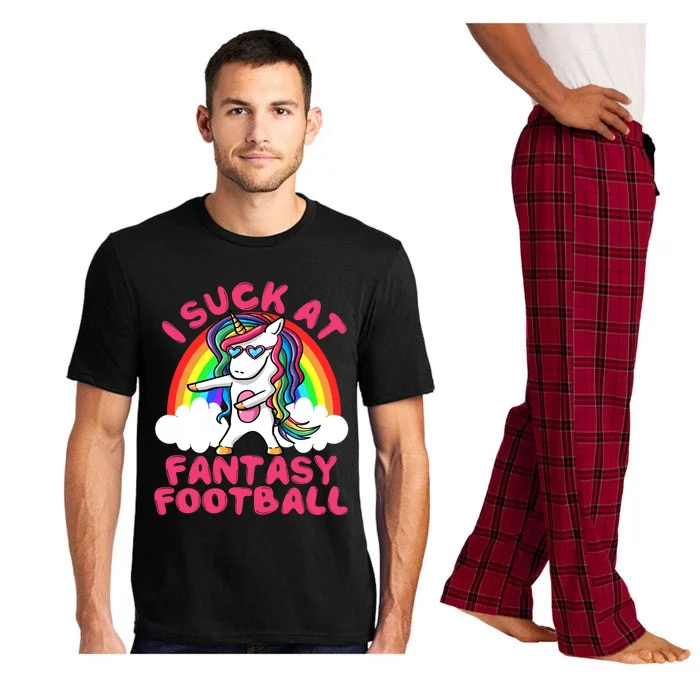 I Suck At Fantasy Football Loser Trophy Unicorn Rainbow Pajama Set