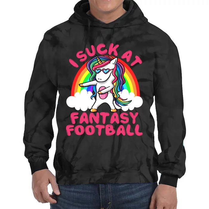 I Suck At Fantasy Football Loser Trophy Unicorn Rainbow Tie Dye Hoodie