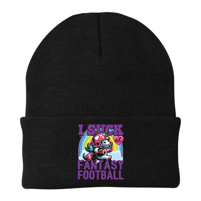 I Suck At Fantasy Football Unicorn Rainbow Loser Knit Cap Winter Beanie