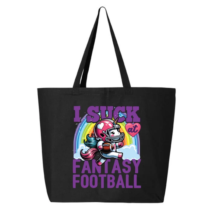 I Suck At Fantasy Football Unicorn Rainbow Loser 25L Jumbo Tote