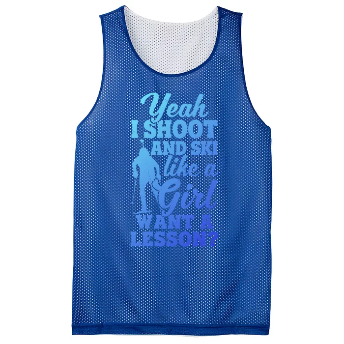 I Shoot And Ski Like Ski Shooter Skiing Biathlon Great Gift Mesh Reversible Basketball Jersey Tank