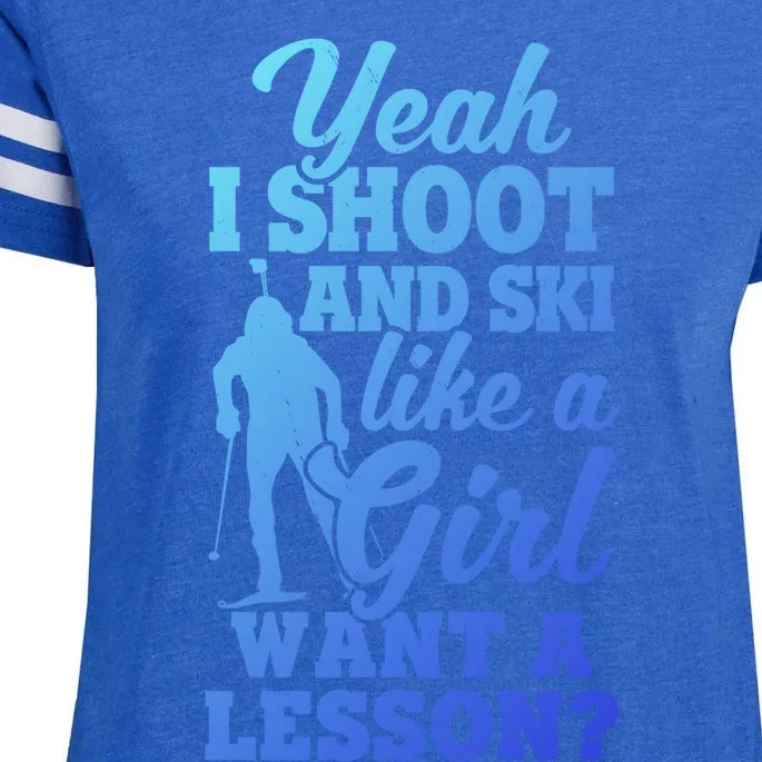 I Shoot And Ski Like Ski Shooter Skiing Biathlon Great Gift Enza Ladies Jersey Football T-Shirt