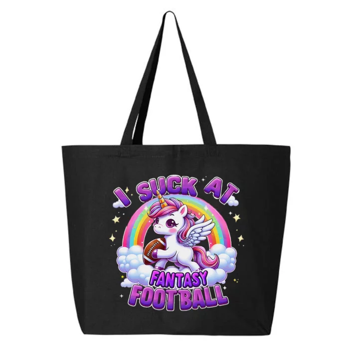 I Suck At Fantasy Football Funny Unicorn Rainbow Loser Gift 25L Jumbo Tote