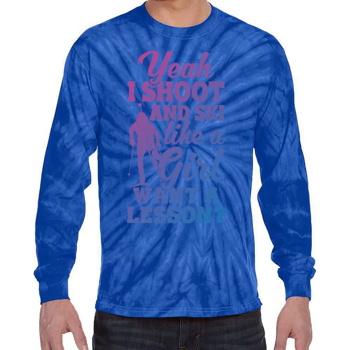 I Shoot And Ski Like Ski Shooter Skiing Biathlon Great Gift Tie-Dye Long Sleeve Shirt