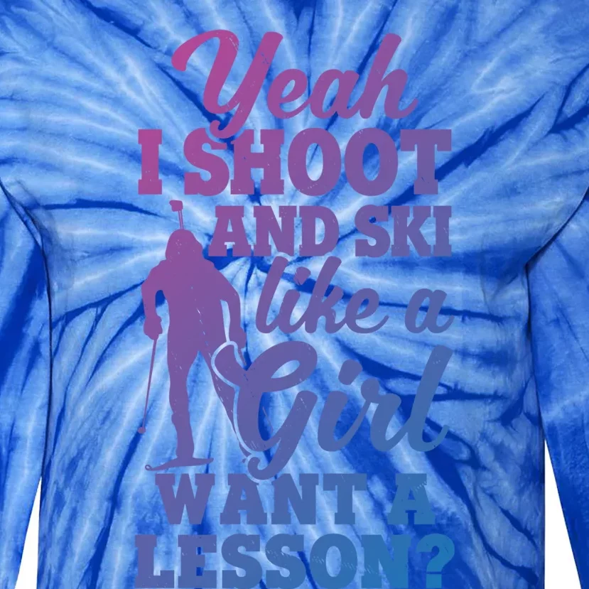 I Shoot And Ski Like Ski Shooter Skiing Biathlon Great Gift Tie-Dye Long Sleeve Shirt