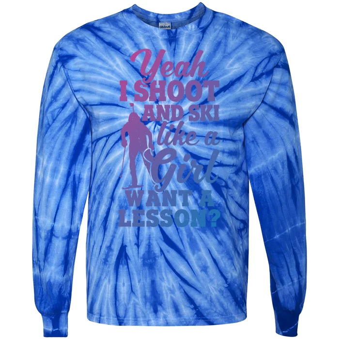 I Shoot And Ski Like Ski Shooter Skiing Biathlon Great Gift Tie-Dye Long Sleeve Shirt