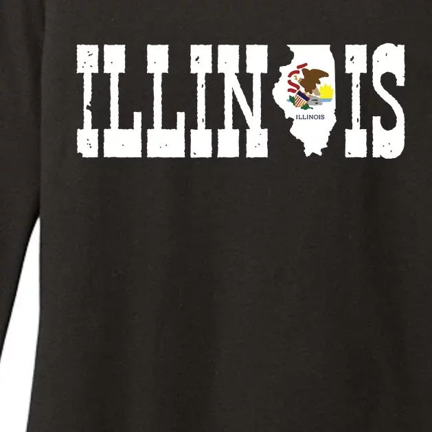 Illinois State And Illinois Flag With Pride For Illinois Womens CVC Long Sleeve Shirt