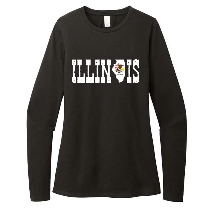 Illinois State And Illinois Flag With Pride For Illinois Womens CVC Long Sleeve Shirt