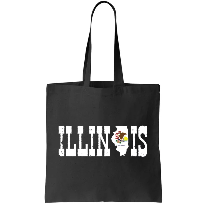 Illinois State And Illinois Flag With Pride For Illinois Tote Bag