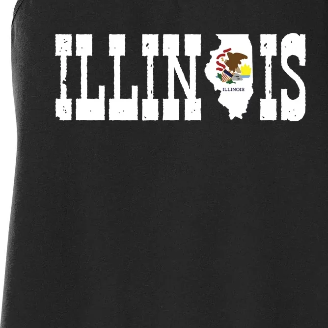 Illinois State And Illinois Flag With Pride For Illinois Women's Racerback Tank