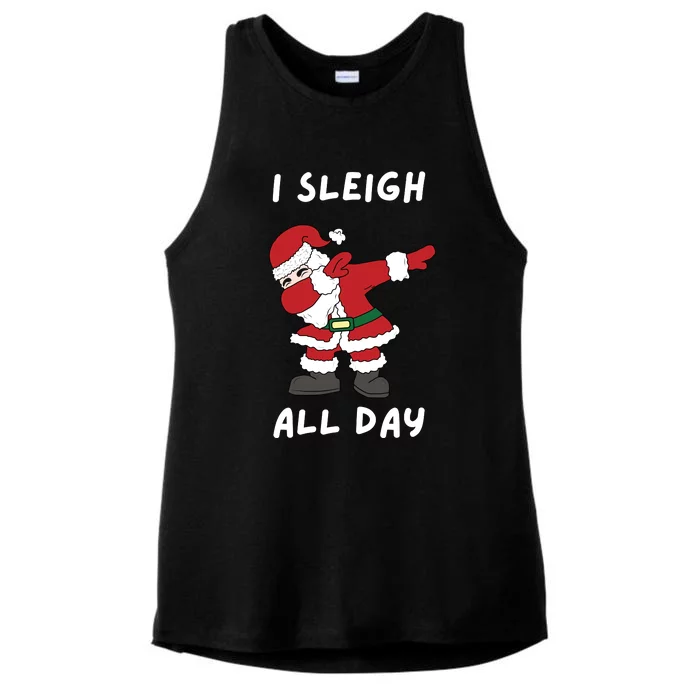 I Sleigh All Day Santa Claus Funny Christmas Ladies Tri-Blend Wicking Tank