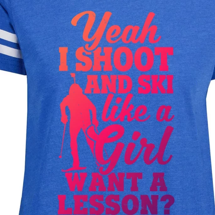 I Shoot And Ski Like Ski Shooter Skiing Biathlon Great Gift Enza Ladies Jersey Football T-Shirt