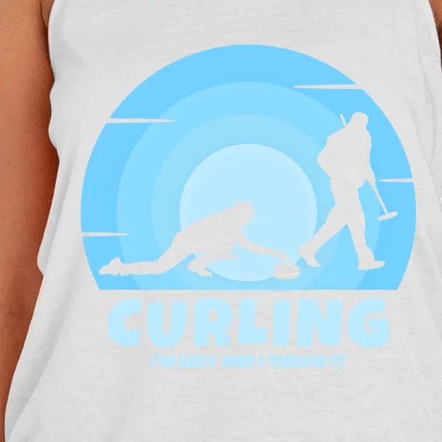 IM Sexy And I Throw It Curling Player On Funny Curling Gift Women's Knotted Racerback Tank