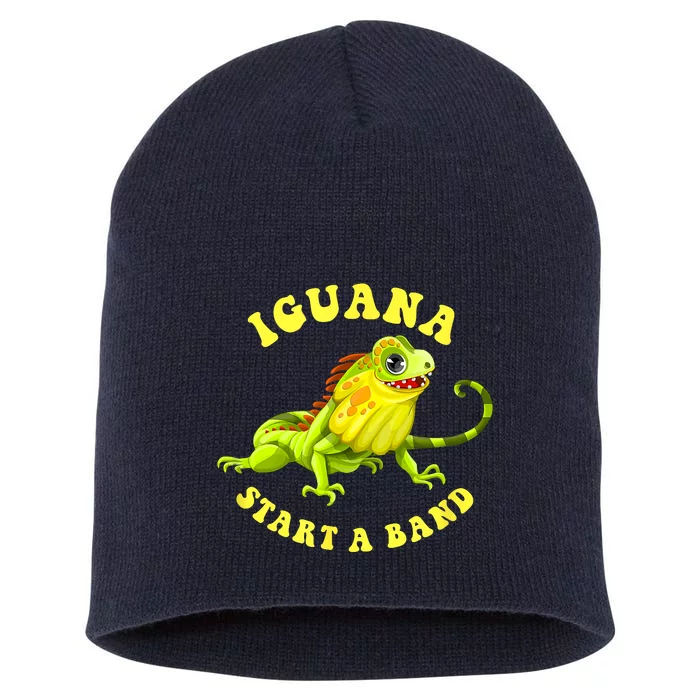 Iguana Start A Band Play On Words Pun Short Acrylic Beanie