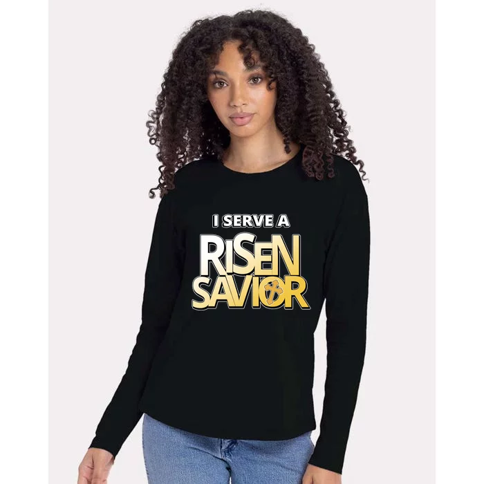 I Serve A Risen Savior Christian Faith Womens Cotton Relaxed Long Sleeve T-Shirt