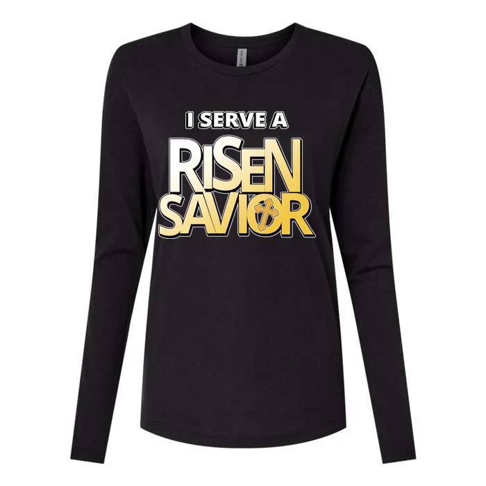 I Serve A Risen Savior Christian Faith Womens Cotton Relaxed Long Sleeve T-Shirt