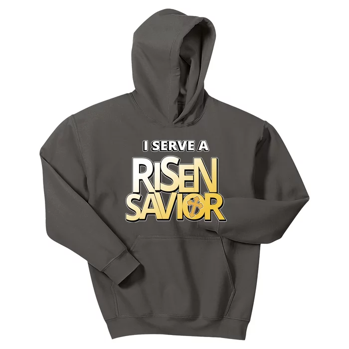 I Serve A Risen Savior Christian Faith Kids Hoodie