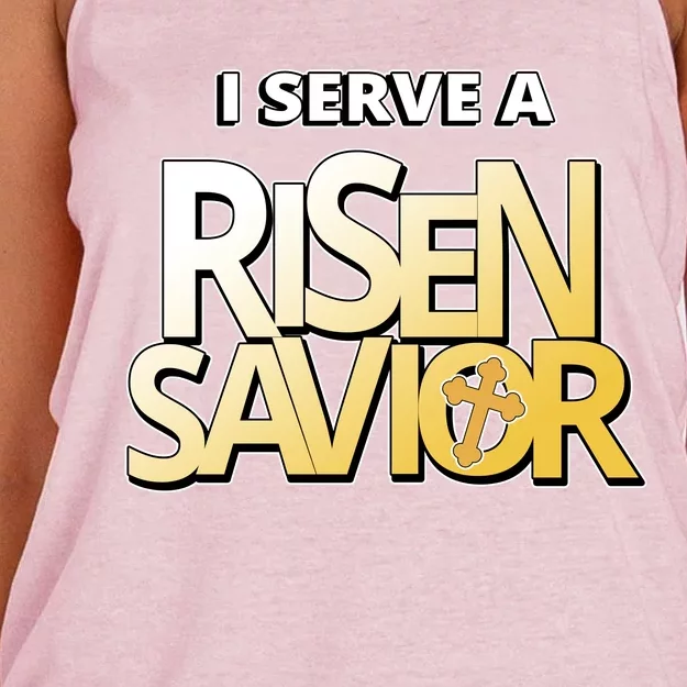 I Serve A Risen Savior Christian Faith Women's Knotted Racerback Tank