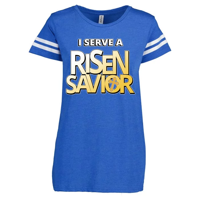 I Serve A Risen Savior Christian Faith Enza Ladies Jersey Football T-Shirt