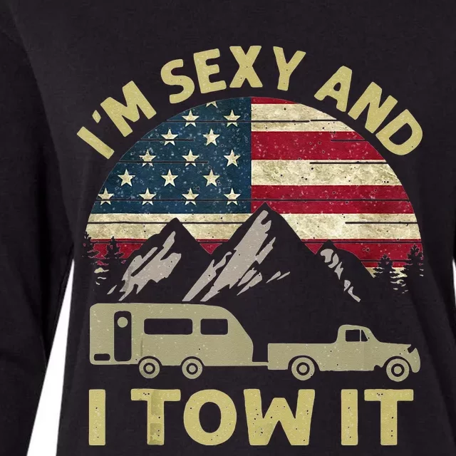 Im Sexy And I Tow It American Flag Caravan Camping American Womens Cotton Relaxed Long Sleeve T-Shirt