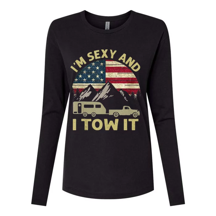 Im Sexy And I Tow It American Flag Caravan Camping American Womens Cotton Relaxed Long Sleeve T-Shirt