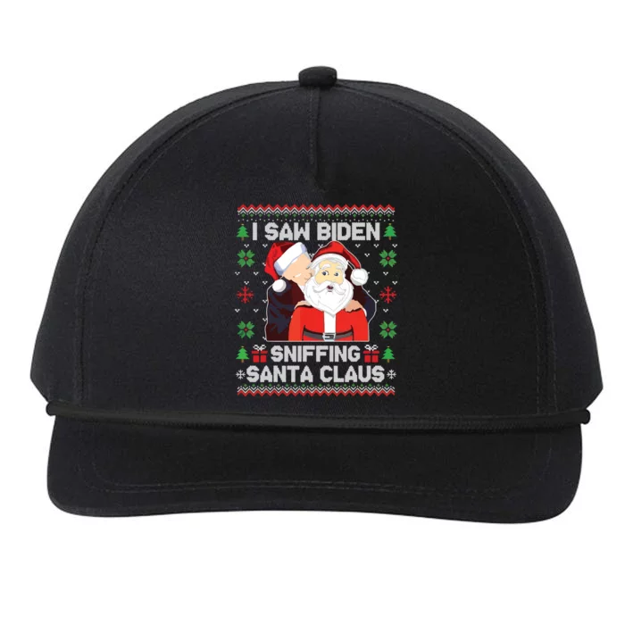 I Saw Biden Sniffing Santa Claus Snapback Five-Panel Rope Hat