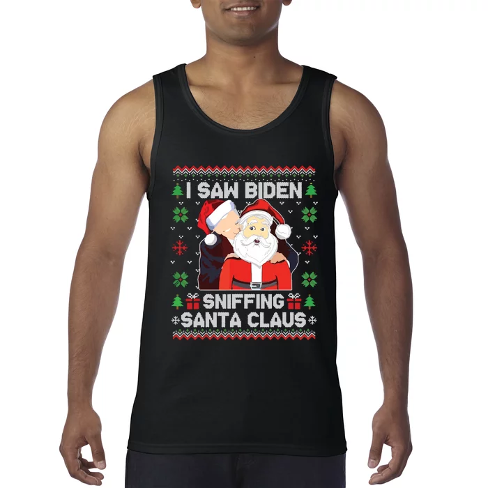 I Saw Biden Sniffing Santa Claus Tank Top