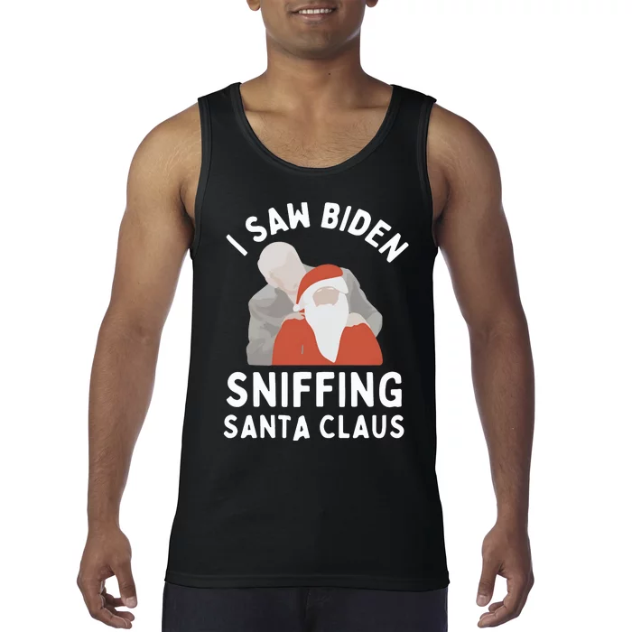 I Saw Biden Sniffing Santa Claus Political Christmas Tank Top