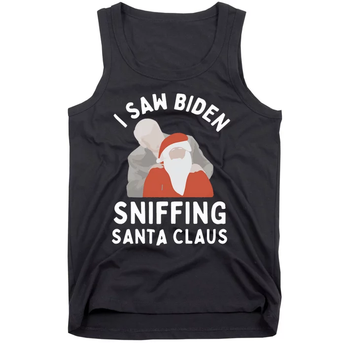 I Saw Biden Sniffing Santa Claus Political Christmas Tank Top