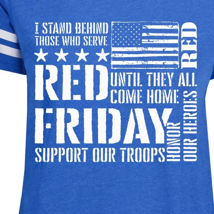 I Stand Behind Those Who Serve American Flag Red Friday Enza Ladies Jersey Football T-Shirt