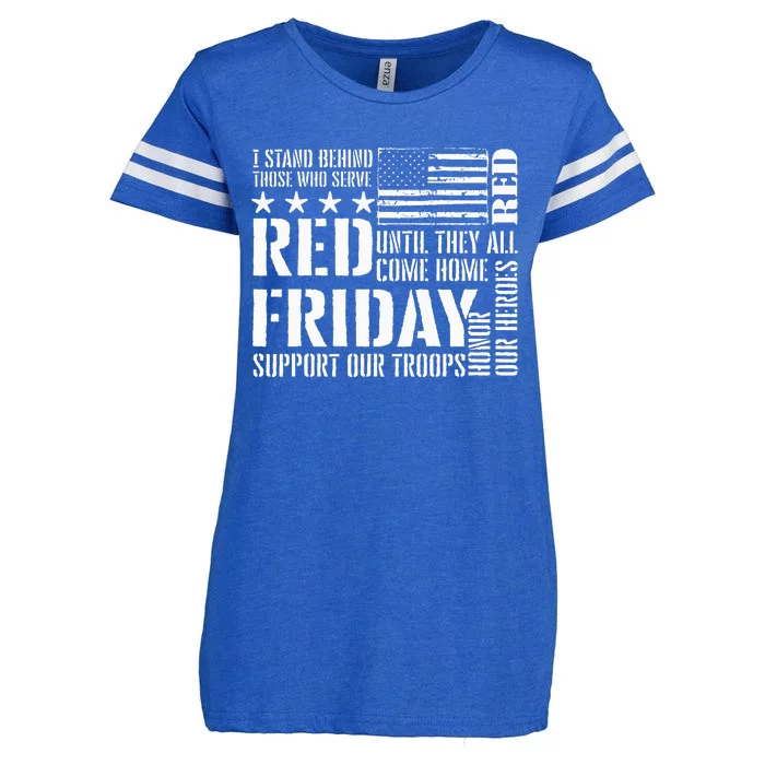 I Stand Behind Those Who Serve American Flag Red Friday Enza Ladies Jersey Football T-Shirt