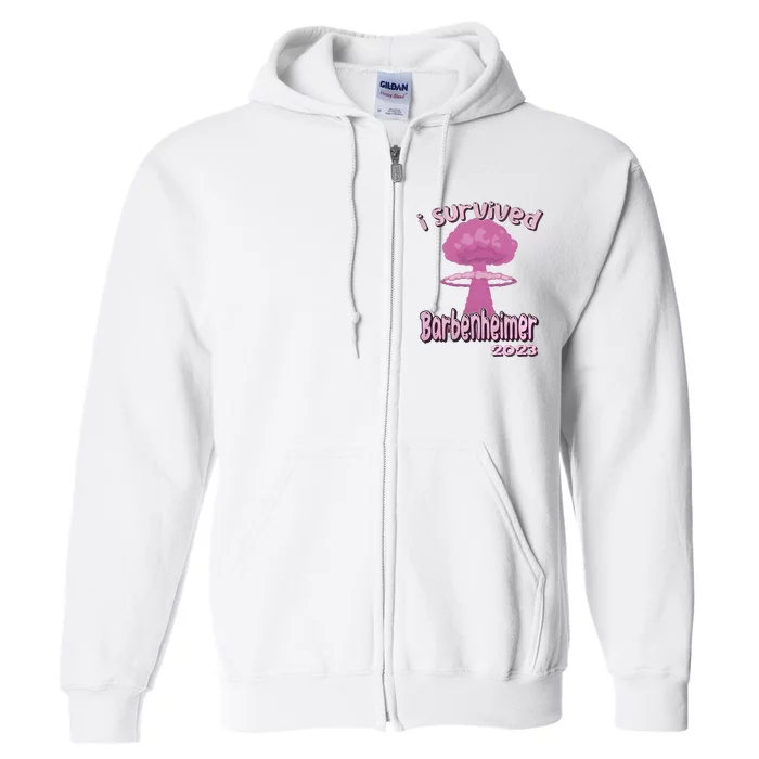 I Survived Barbenheimer Oppenheimer Barb!e Barbieheimer Active Full Zip Hoodie