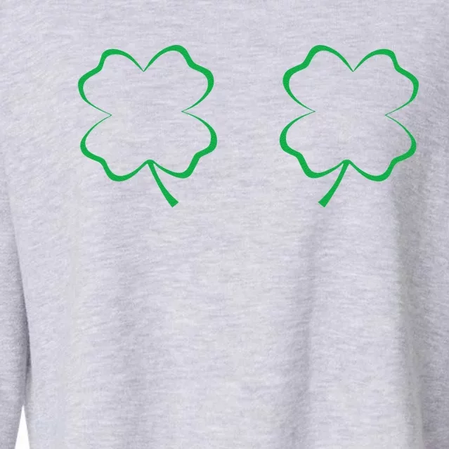 Irish Shamrock Boobs Saint Patrick's Paddys Day Bra Cropped Pullover Crew