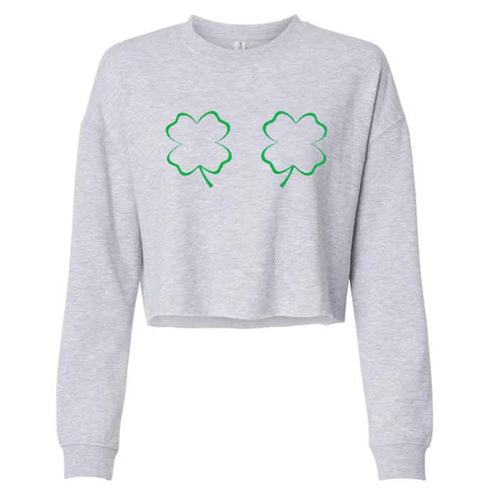 Irish Shamrock Boobs Saint Patrick's Paddys Day Bra Cropped Pullover Crew