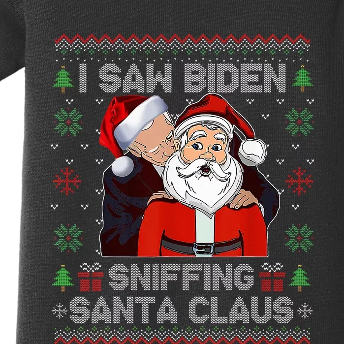 I Saw Biden Sniffing Santa Claus Funny Biden Ugly Xmas Baby Bodysuit