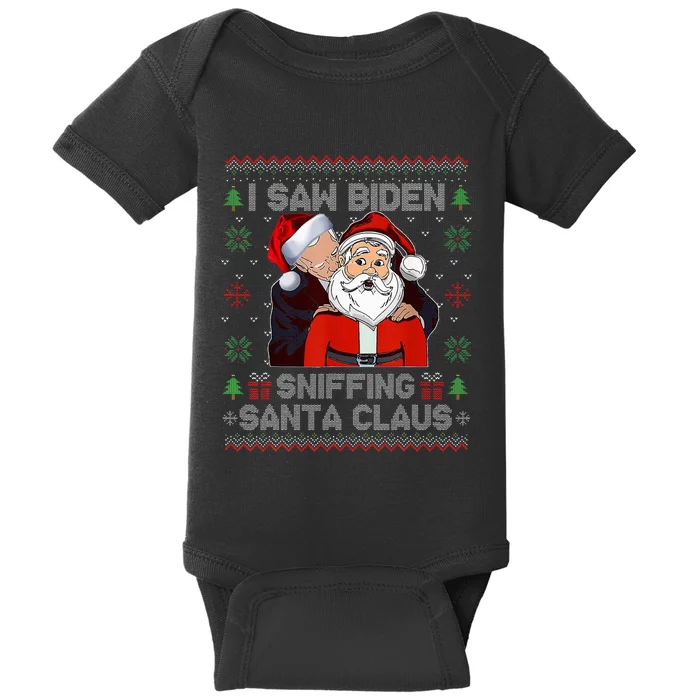 I Saw Biden Sniffing Santa Claus Funny Biden Ugly Xmas Baby Bodysuit