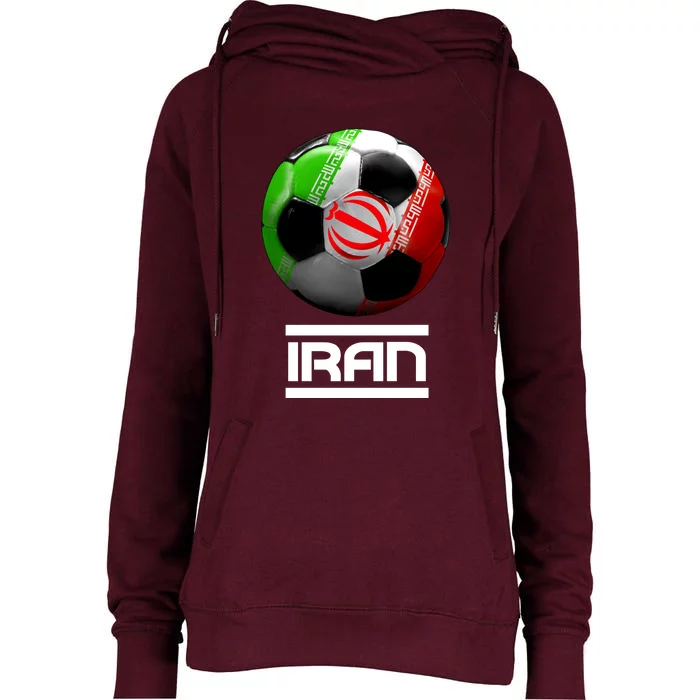 Iran Soccer Ball Womens Funnel Neck Pullover Hood