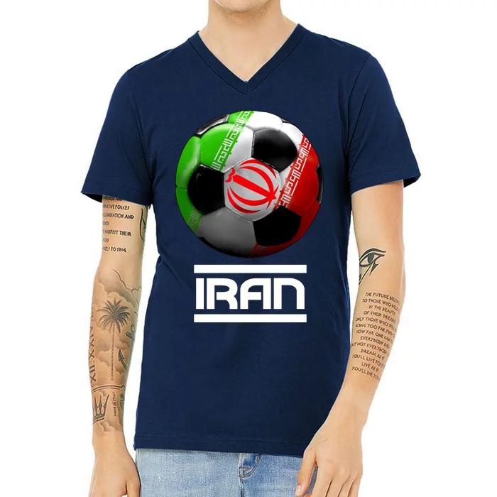 Iran Soccer Ball V-Neck T-Shirt