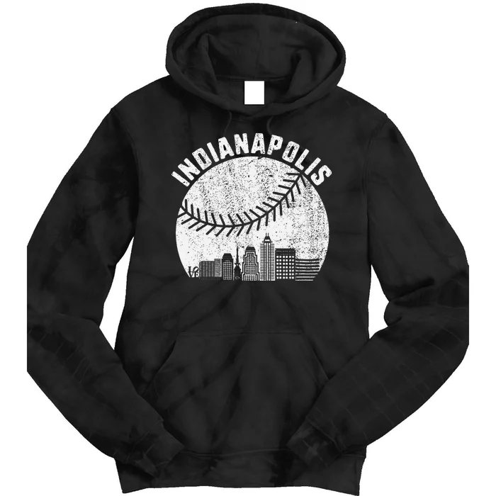 Indianapolis Skyline Baseball Fan Vintage Indiana Baseball Tie Dye Hoodie