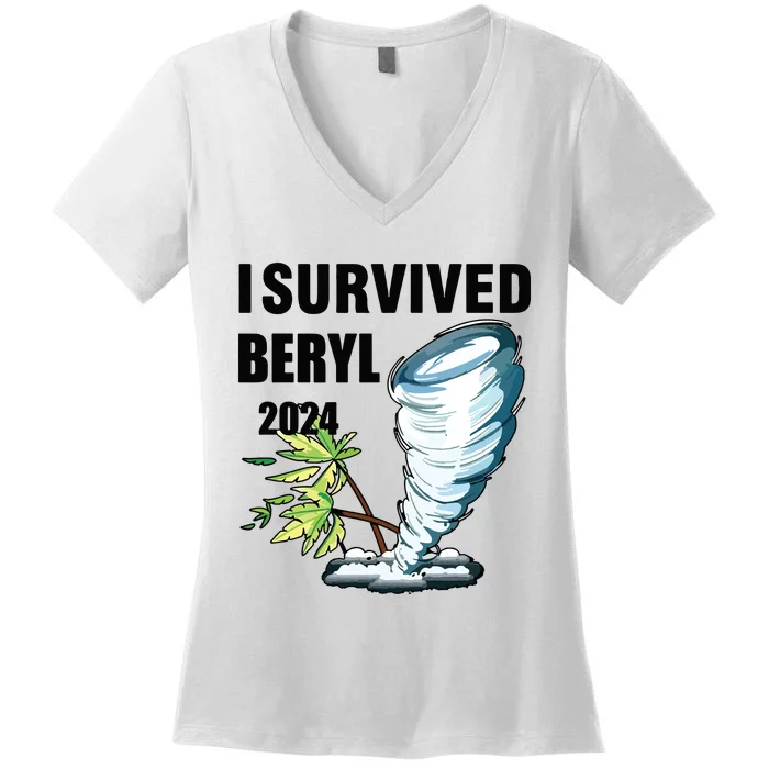 I Survived Beryl 2024 Support Squad I Survived Inspirational. Women's V-Neck T-Shirt