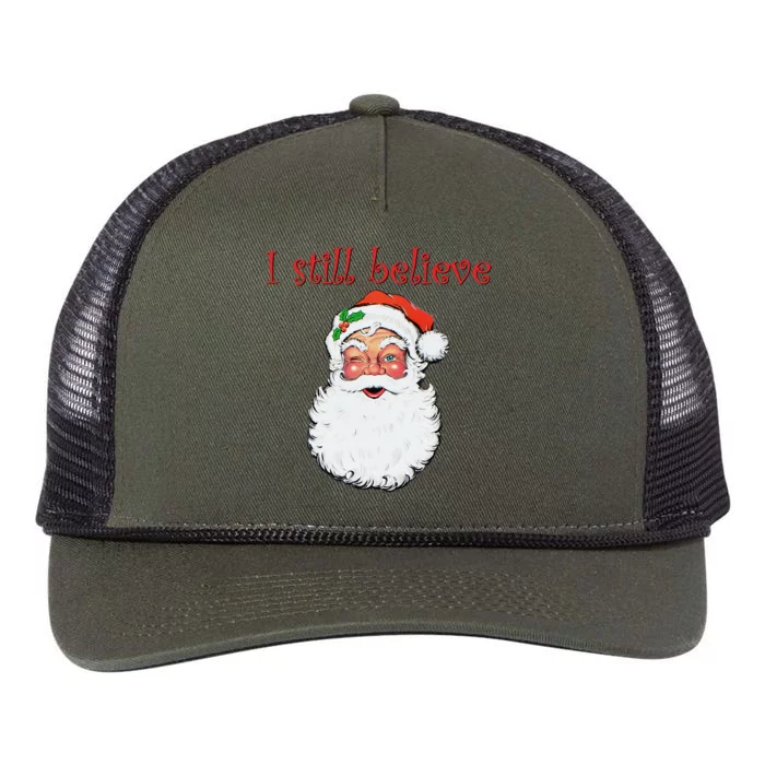 I Still Believe In Santa Claus Christmas Party Funny Gift Retro Rope Trucker Hat Cap