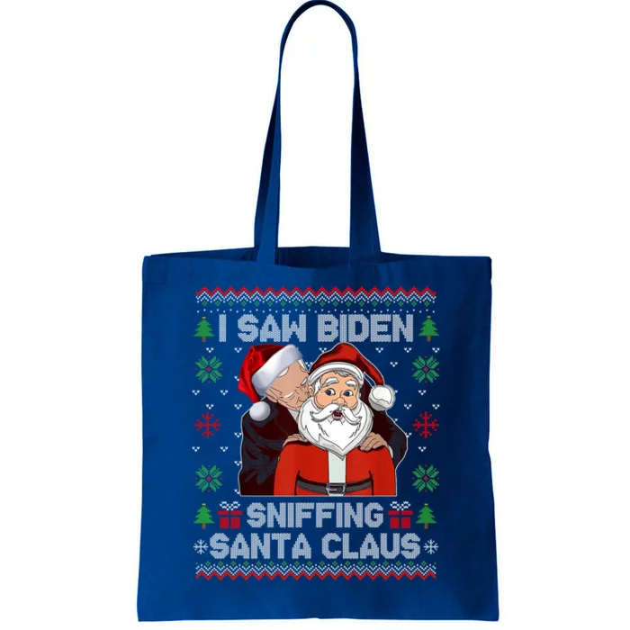 I Saw Biden Sniffing Santa Claus Funny Biden Ugly Xmas Cute Gift Tote Bag