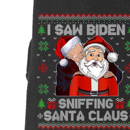 I Saw Biden Sniffing Santa Claus Funny Biden Ugly Xmas Doggie 3-End Fleece Hoodie