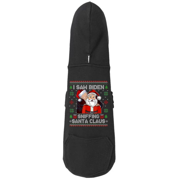 I Saw Biden Sniffing Santa Claus Funny Biden Ugly Xmas Doggie 3-End Fleece Hoodie