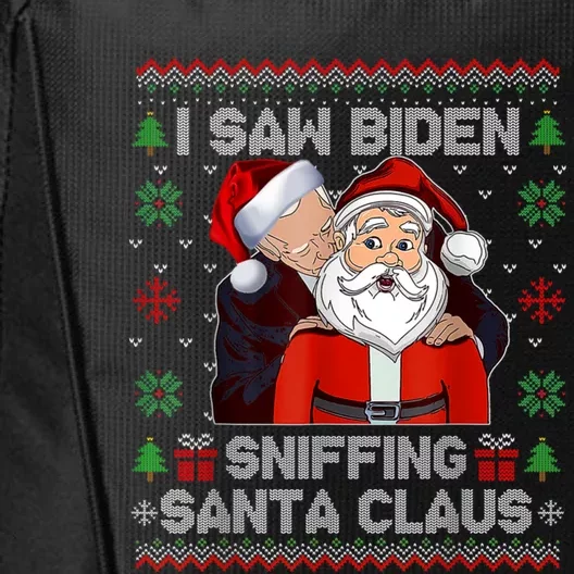 I Saw Biden Sniffing Santa Claus Funny Biden Ugly Xmas City Backpack