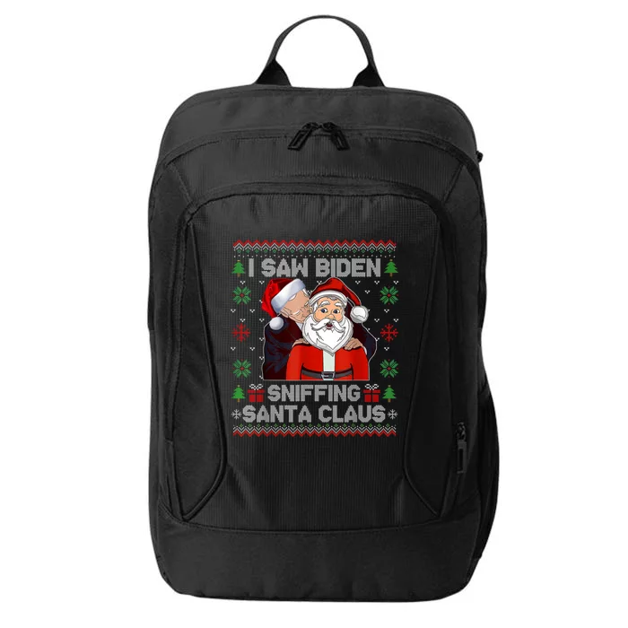 I Saw Biden Sniffing Santa Claus Funny Biden Ugly Xmas City Backpack